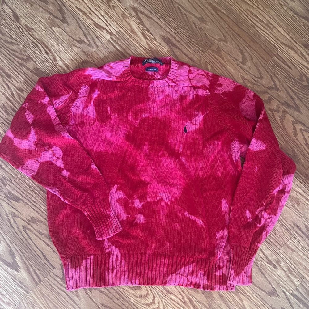 Ralph Lauren Men's Tie-Dye Red Sweater